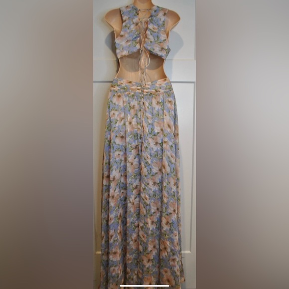 ASTR THE LABEL Anthropologie Noya Strappy Back Iris Blue Blush Dress XS - Picture 7 of 12